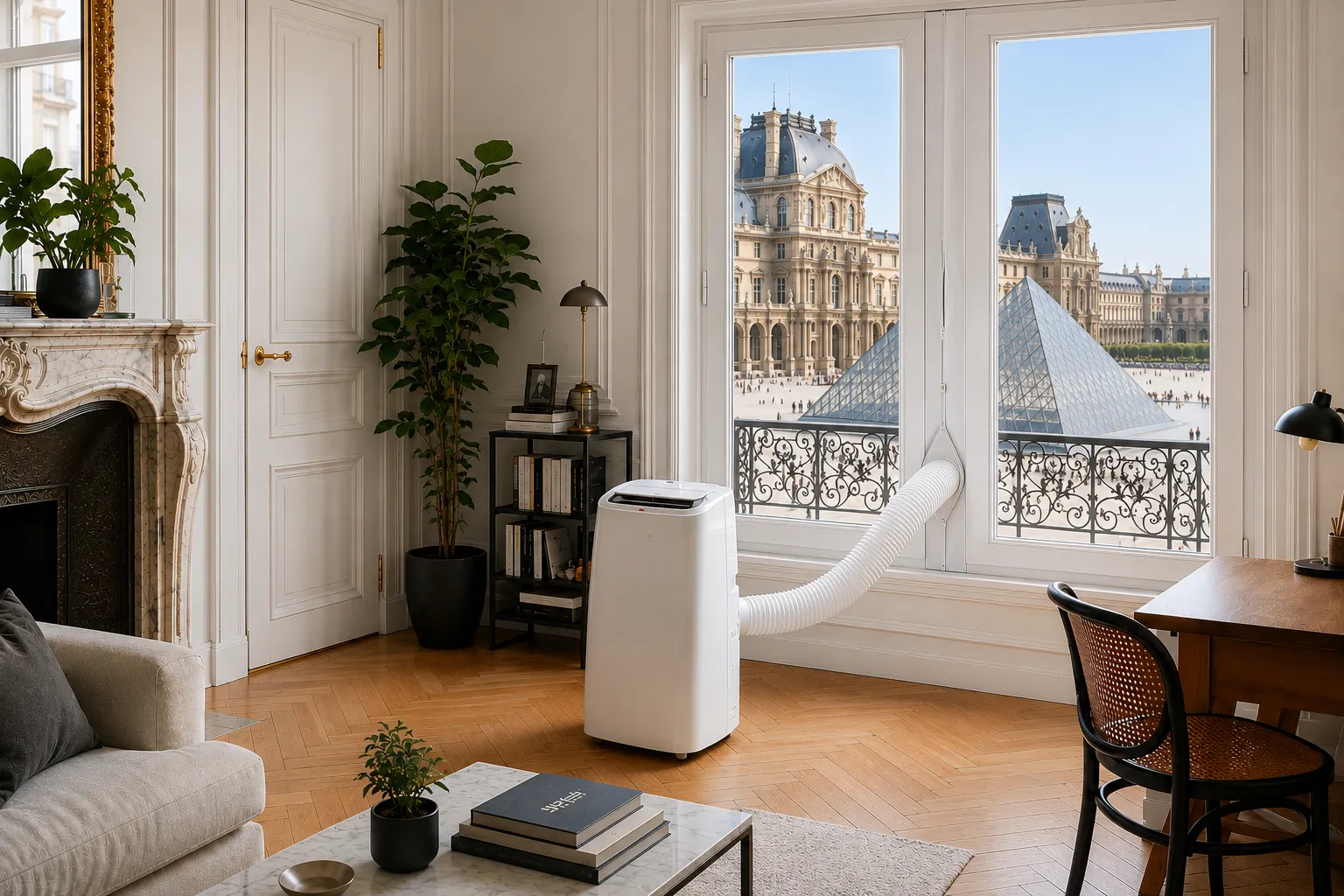 Climatiseur mobile en location dans un appartement du 1er arrondissement, Paris