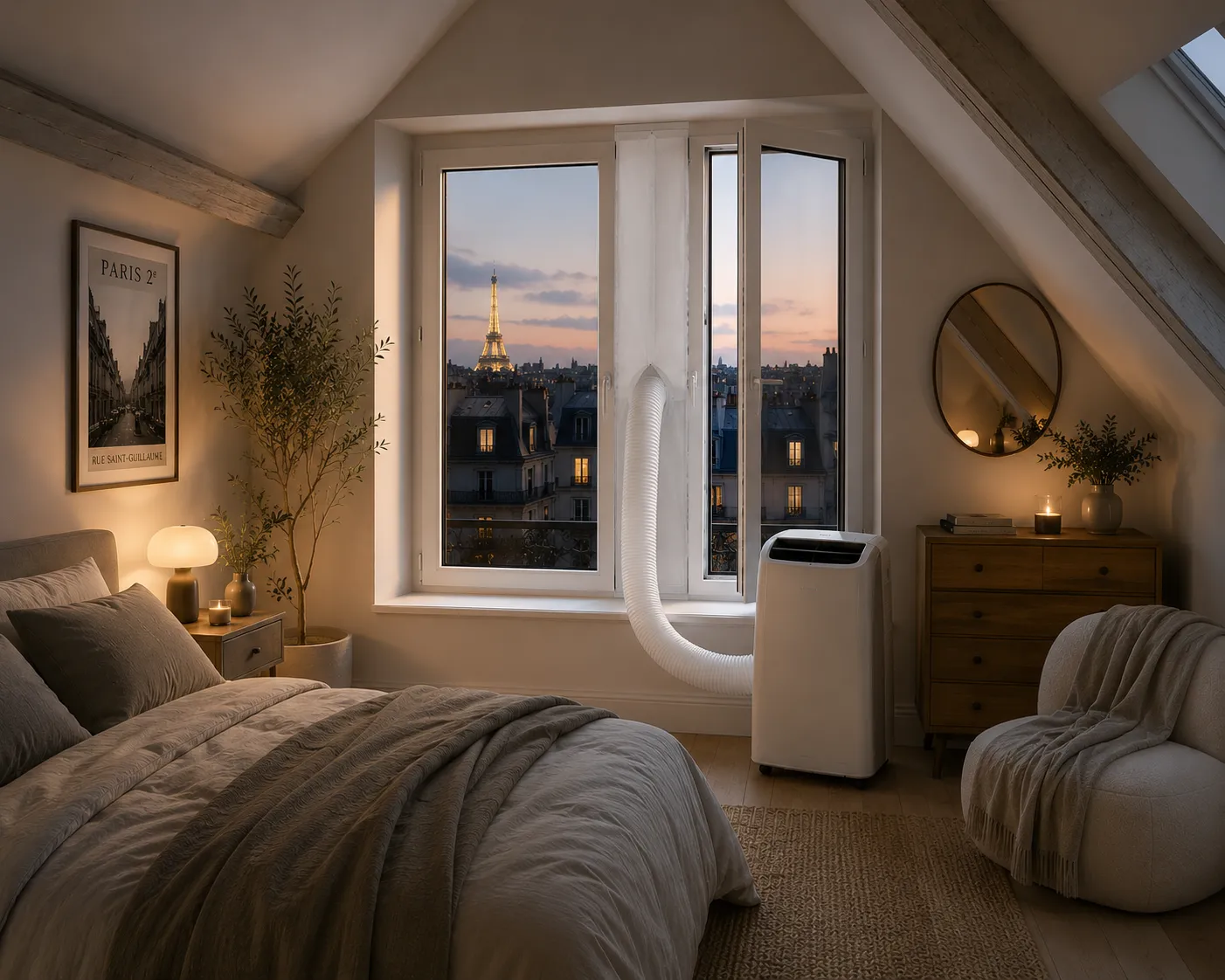 Climatiseur mobile en location dans un appartement du 2e arrondissement, Paris